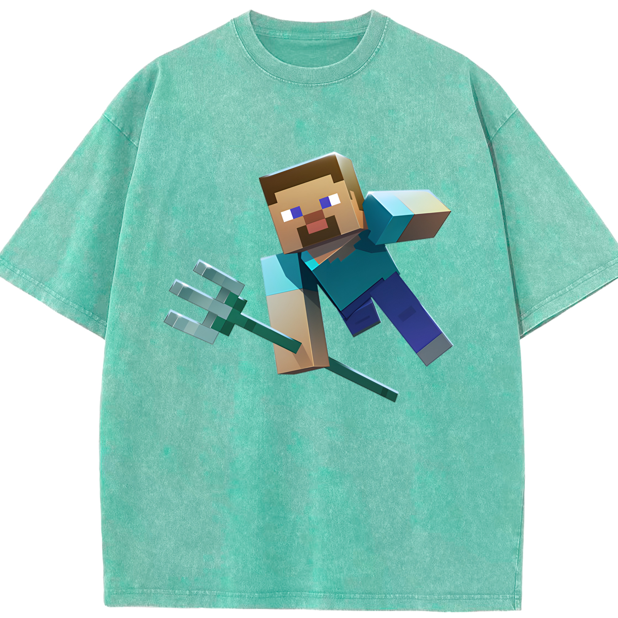 （画像用） マインクラフト ブロックの世界 Minecraft MC Block world 綿100% ヴィンテージ風 半袖Tシャツ（フロントプリント）